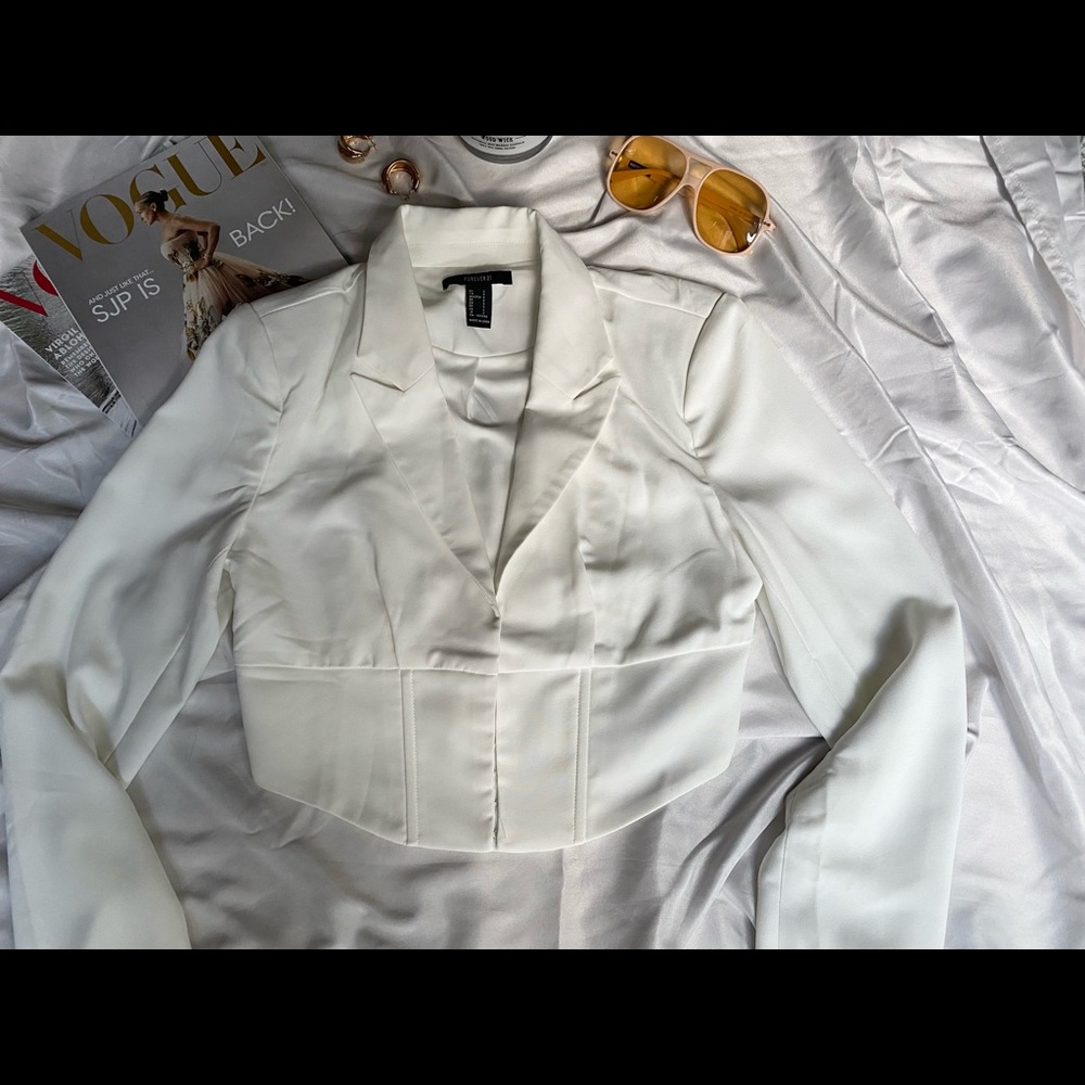 White Corset Long Sleeve Blouse